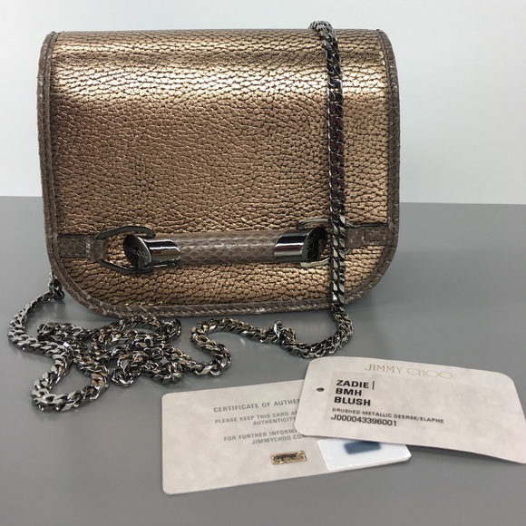 Jimmy Choo Handbags - Jimmy Choo Zadie Metallic Blush Crossbody HTF